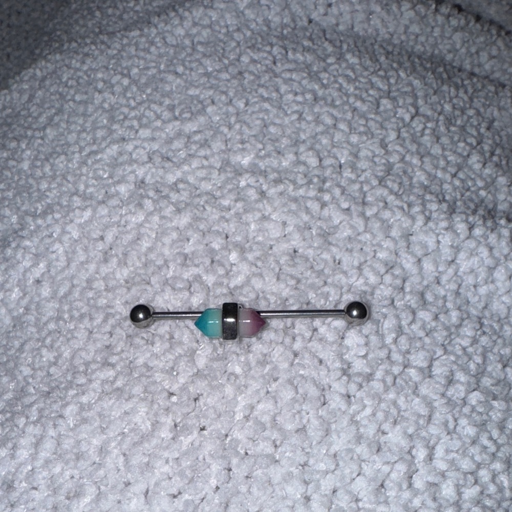 ✨Colorful Industrial Barbell Piercing